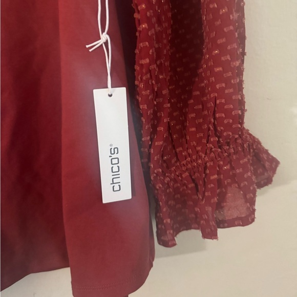 NWT Chico's Women’s Red Blouse  Size 3 - Picture 3 of 6